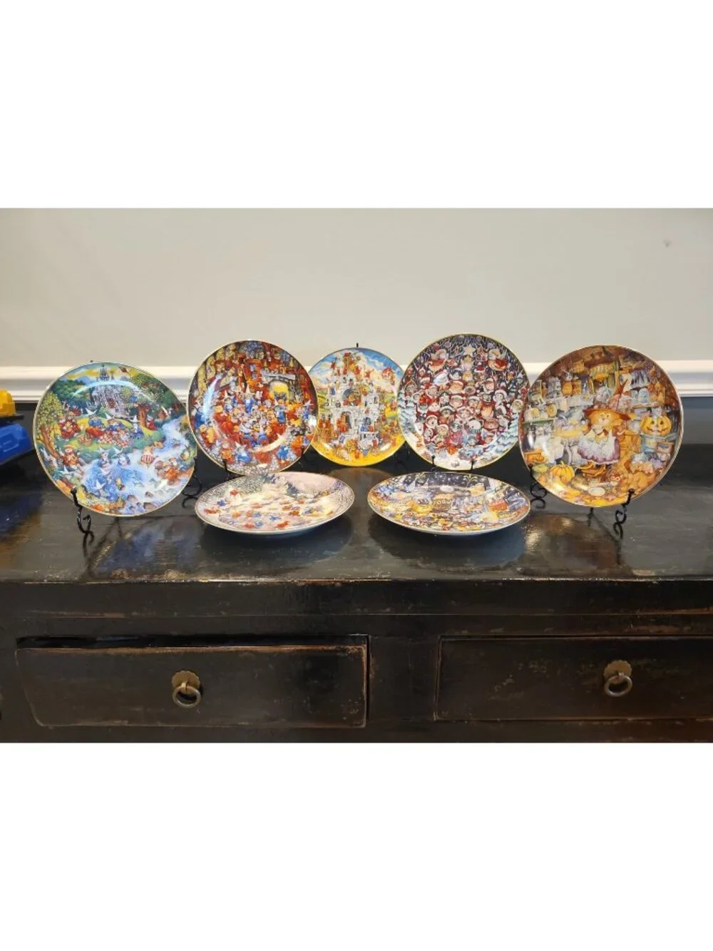 Lot of 7~Bill Bell~Cat Plates~Franklin Mint Heirloom~Ltd Ed~Holidays~Seasons